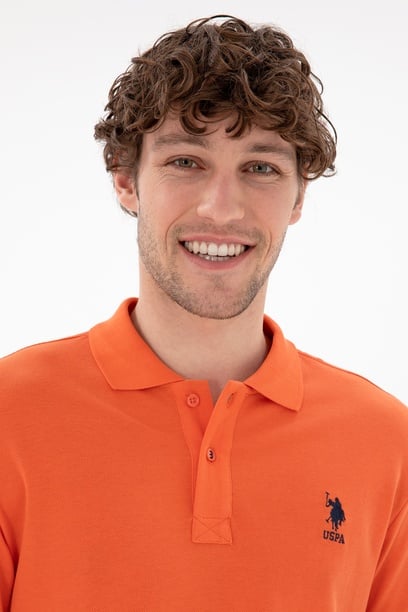 Erkek Slim Fit Polo Yaka Nar Çiçeği Basic Tişört