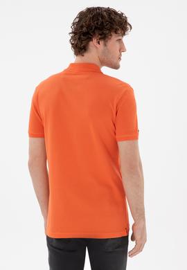Erkek Slim Fit Polo Yaka Nar Çiçeği Basic Tişört - 50298041091