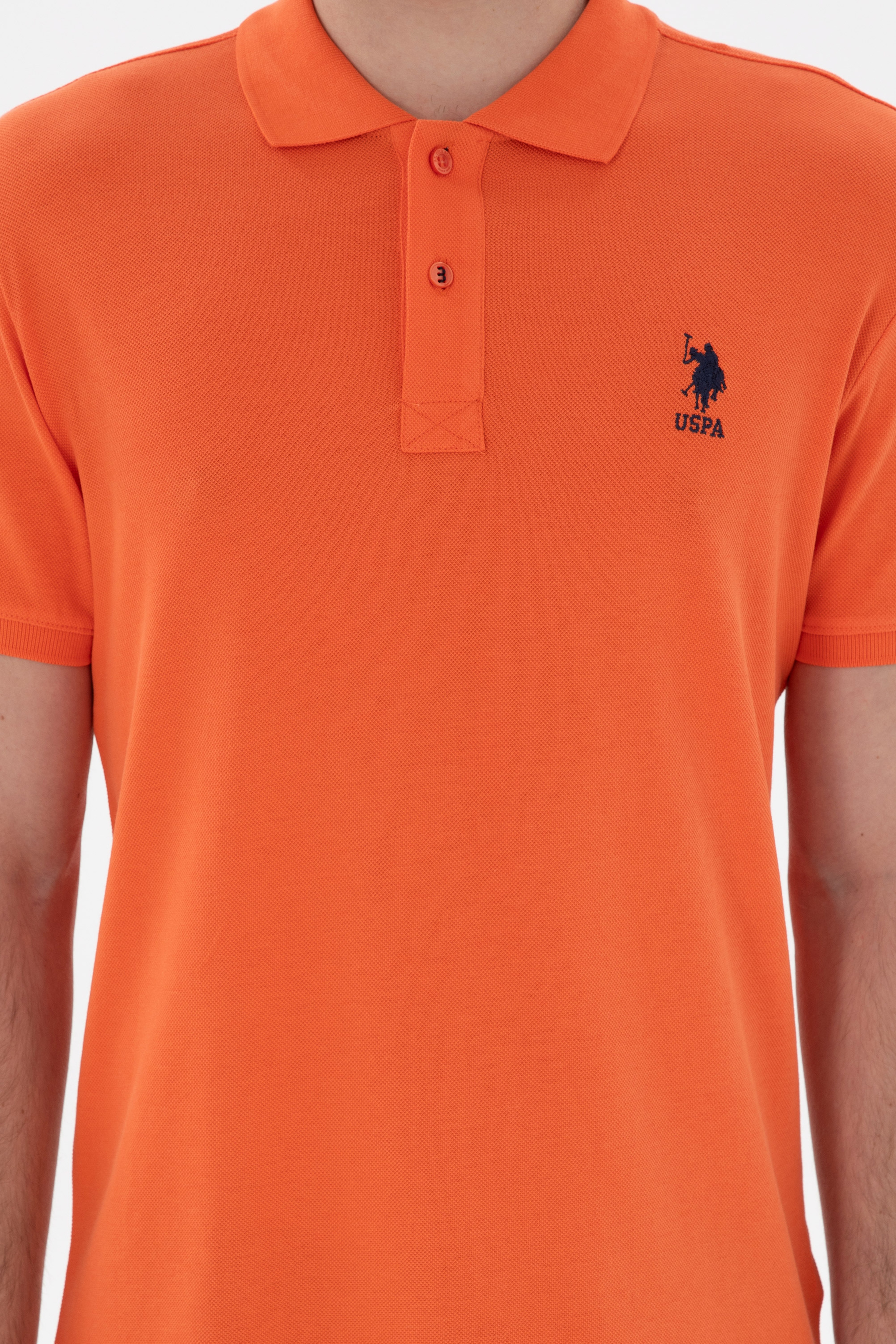 Erkek Slim Fit Polo Yaka Nar Çiçeği Basic Tişört - Image 6