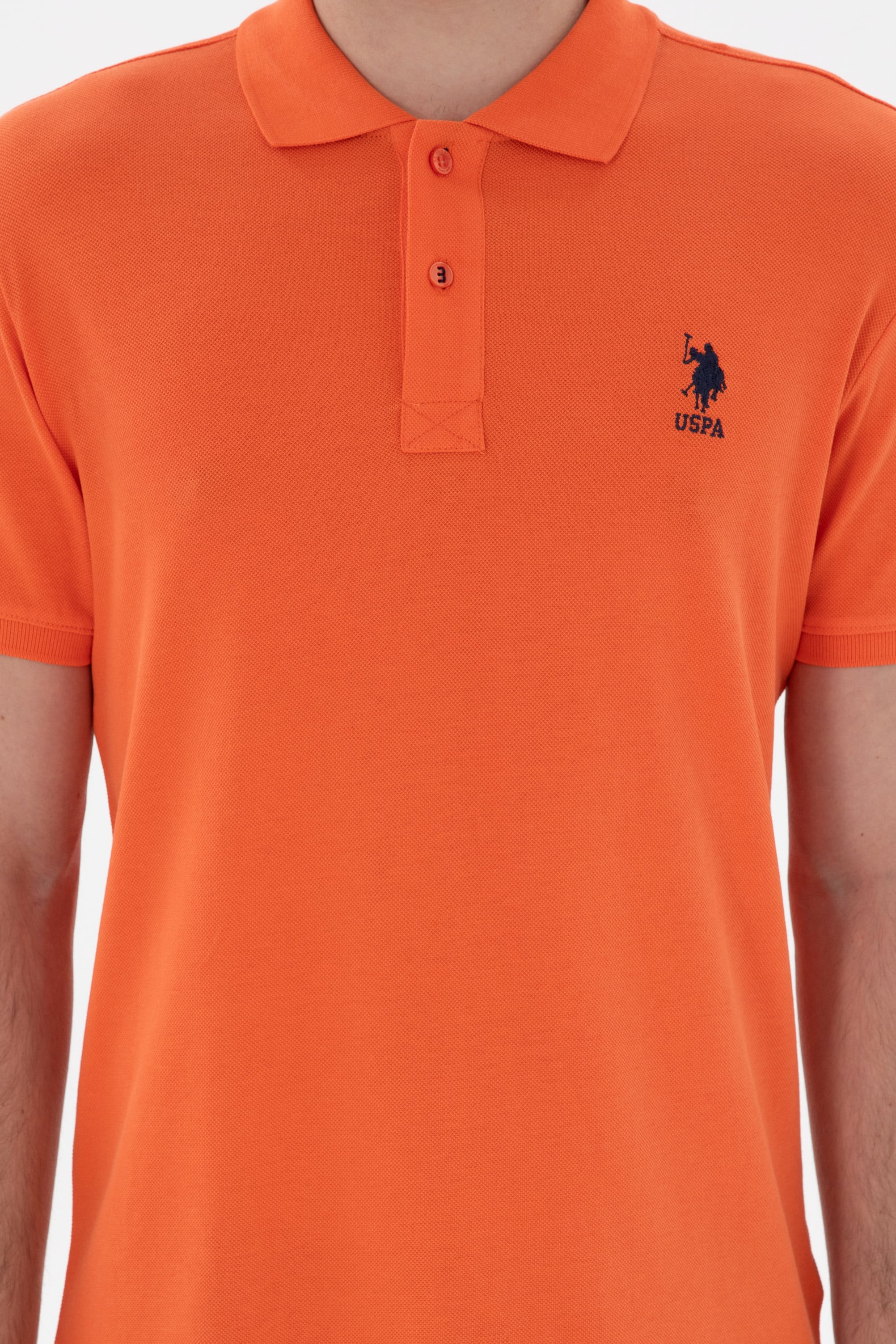 Erkek Slim Fit Polo Yaka Nar Çiçeği Basic Tişört