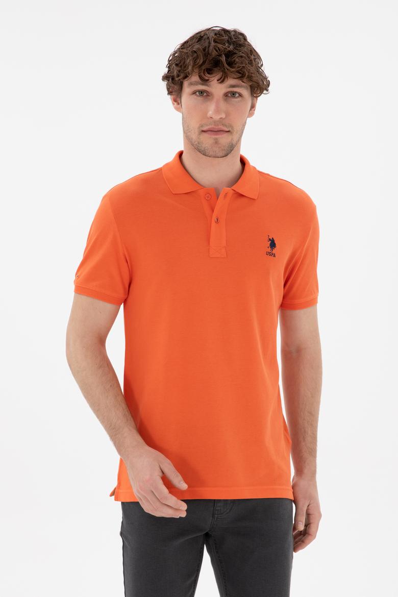 Erkek Slim Fit Polo Yaka Nar Çiçeği Basic Tişört