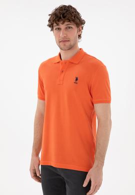 Erkek Slim Fit Polo Yaka Nar Çiçeği Basic Tişört - 50298041091