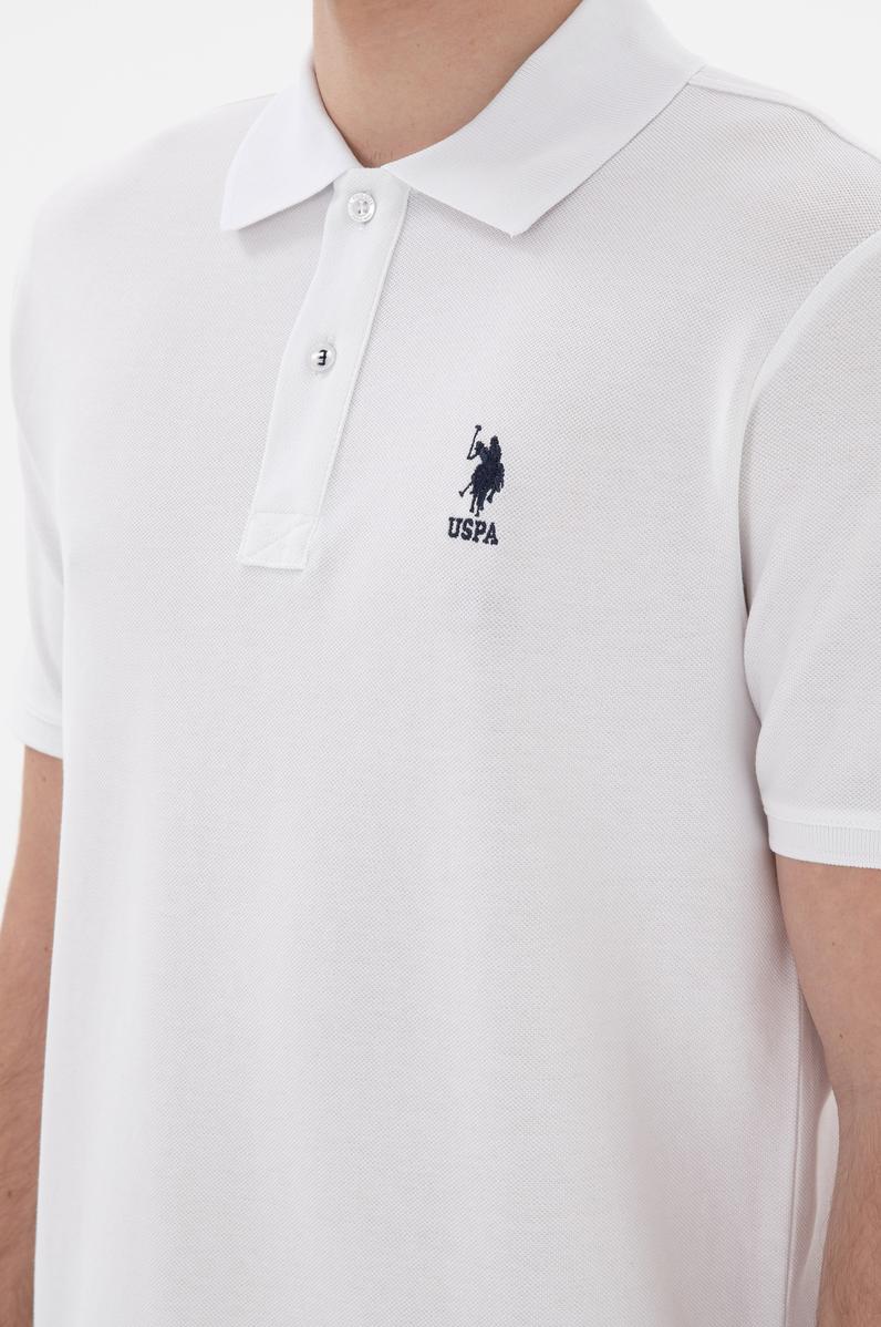 Erkek Regular Fit Polo Yaka Beyaz Basic Tişört