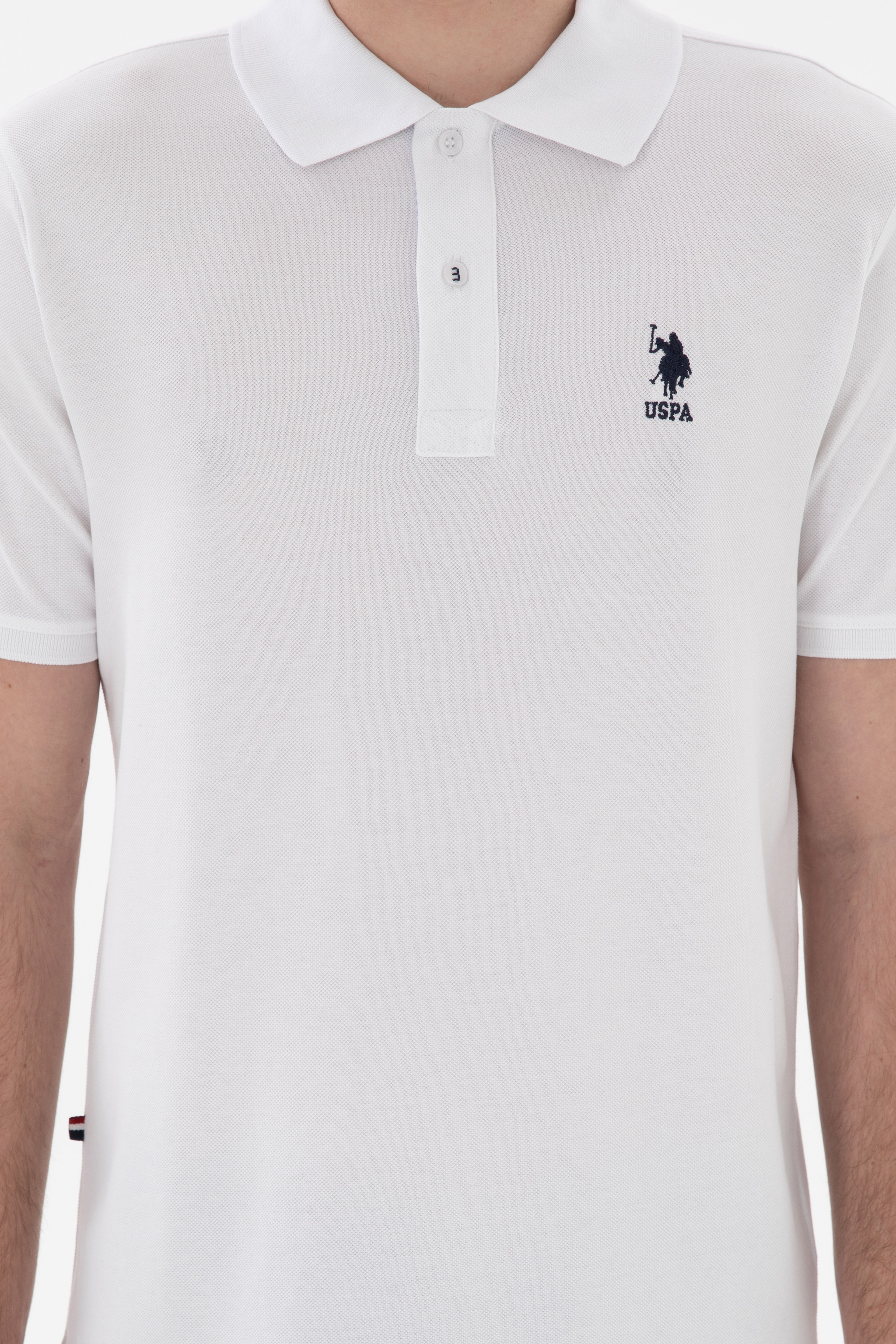Erkek Regular Fit Polo Yaka Beyaz Basic Tişört - Image 6