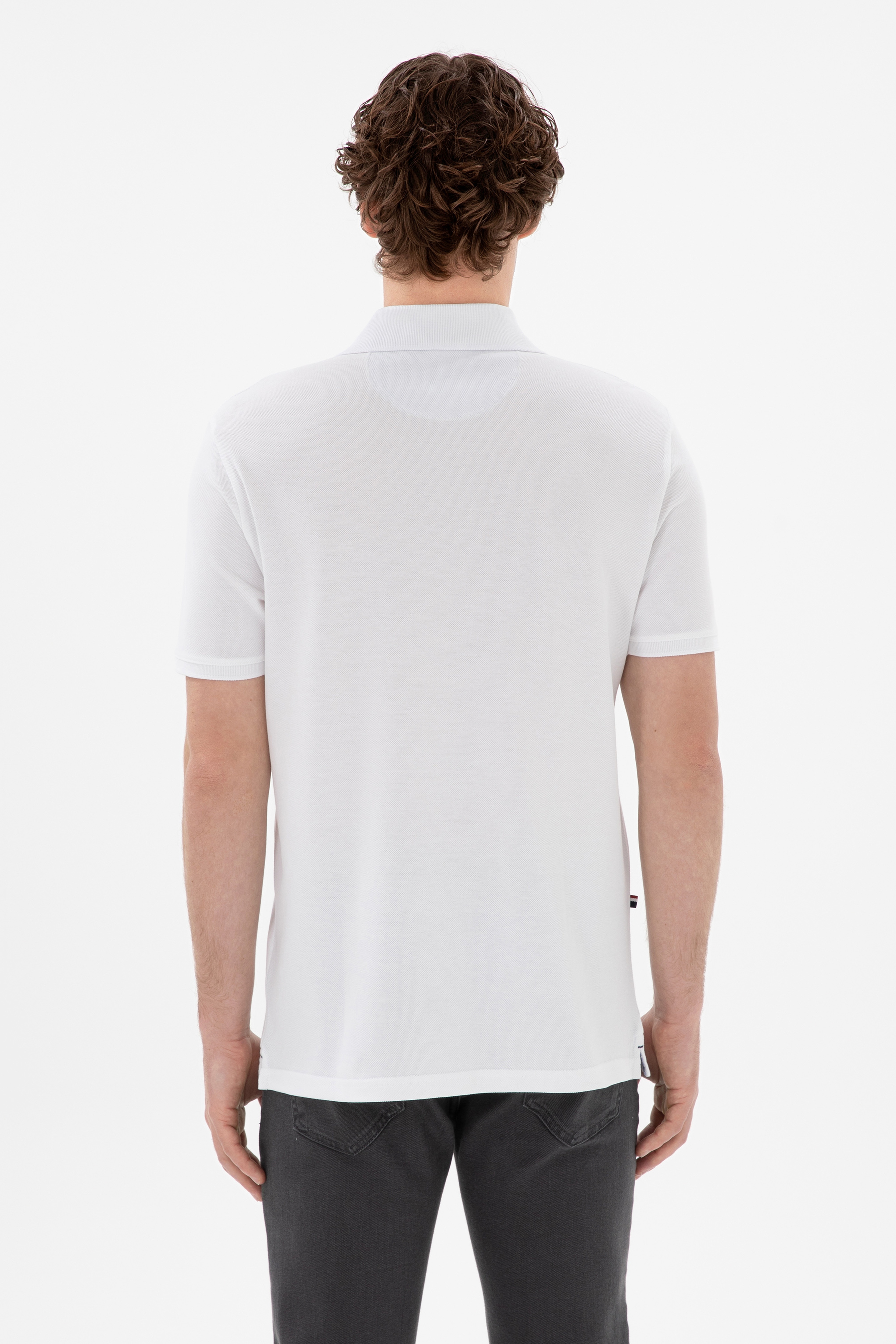 Erkek Regular Fit Polo Yaka Beyaz Basic Tişört