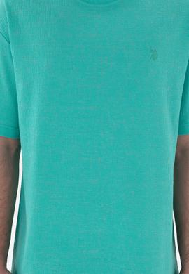 Erkek Comfort Fit Bisiklet Yaka Mint Jakarlı İnterlok Tişört - 50308448026