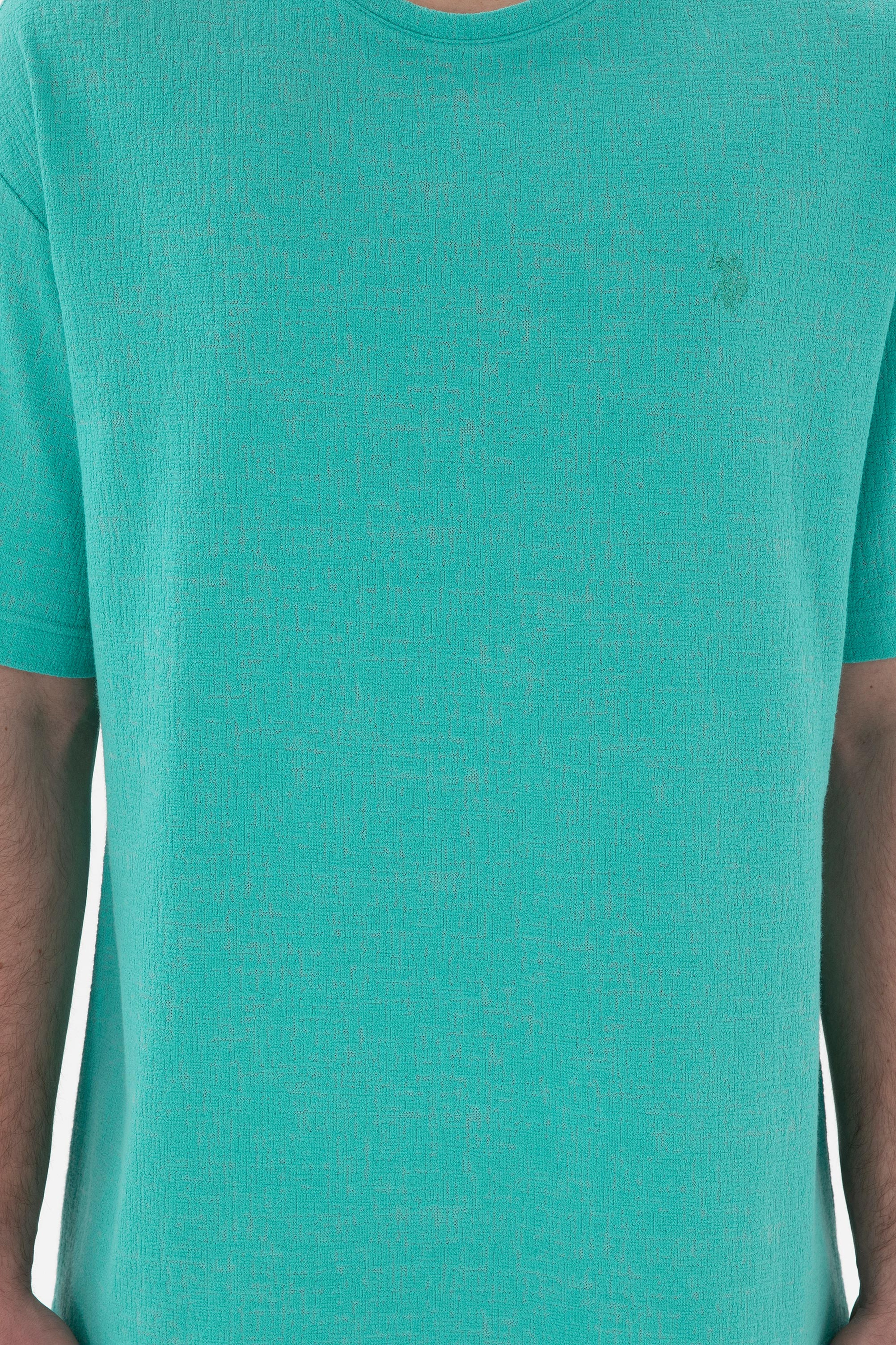 Erkek Comfort Fit Bisiklet Yaka Mint Jakarlı İnterlok Tişört - Image 6