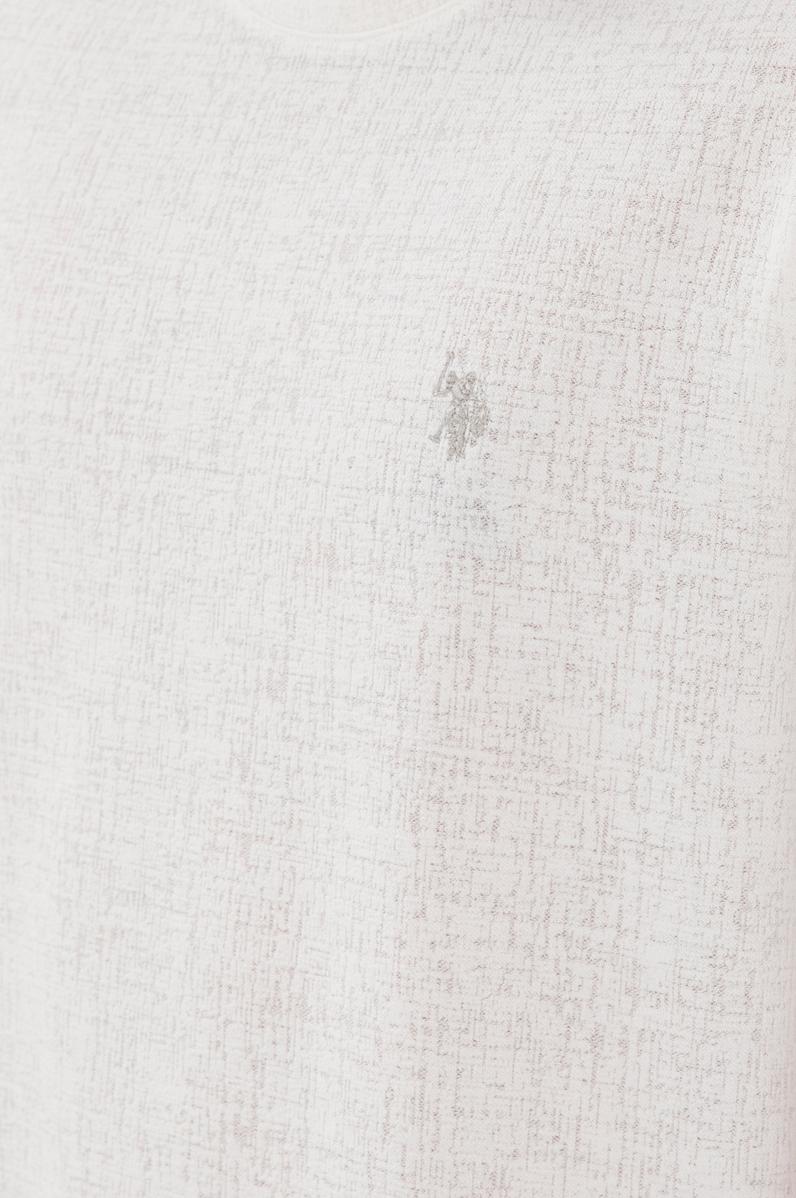 Erkek Comfort Fit Bisiklet Yaka  Ekru Jakarlı İnterlok Tişört