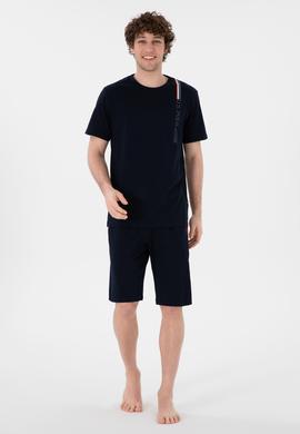 Erkek Bisiklet Yaka Lacivert Pijama Takımı - 50309355013