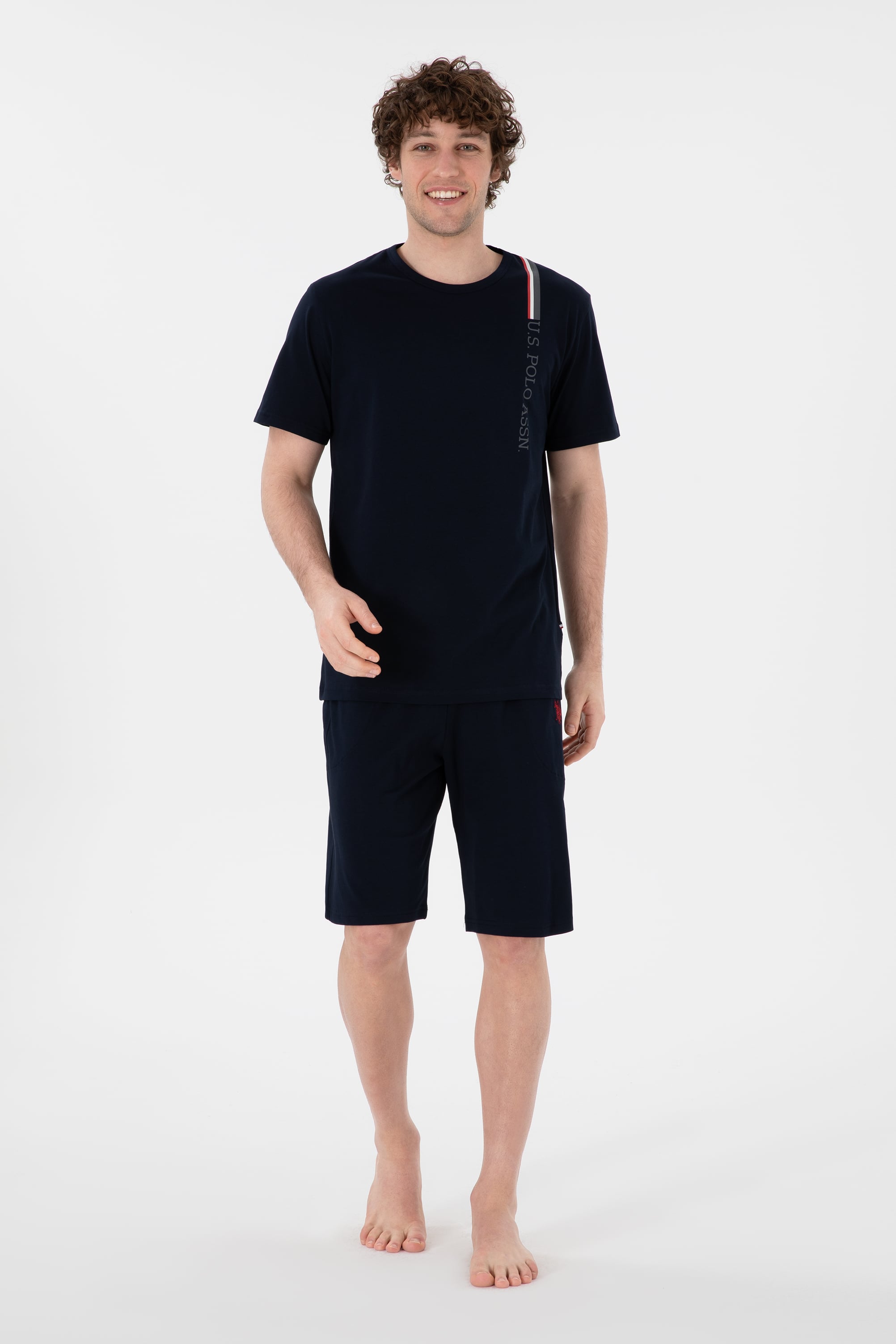 Erkek Bisiklet Yaka Lacivert Pijama Takımı - Image 1