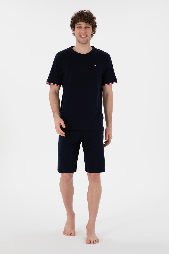 Erkek Bisiklet Yaka Lacivert Pijama Takımı