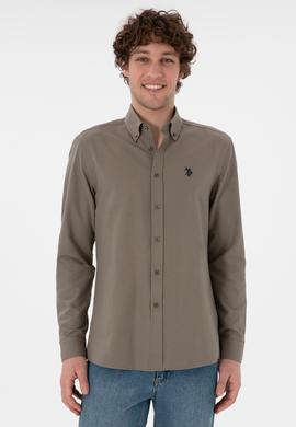 Erkek Vizon Uzun Kollu Basic Gömlek - 50306338115