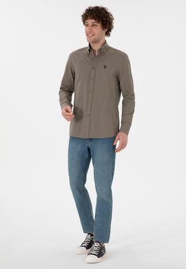Erkek Vizon Uzun Kollu Basic Gömlek - 50306338115