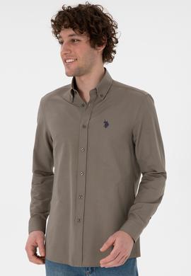 Erkek Vizon Uzun Kollu Basic Gömlek - 50306338115