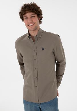 Erkek Vizon Uzun Kollu Basic Gömlek - 50306338115