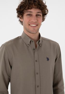 Erkek Vizon Uzun Kollu Basic Gömlek - 50306338115