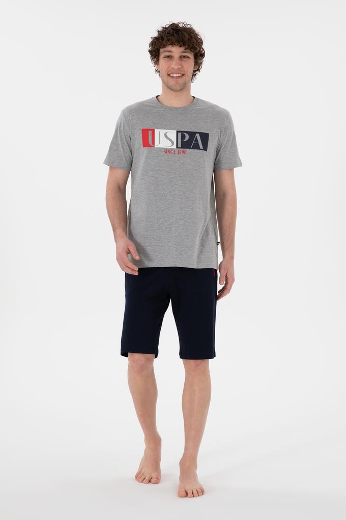 Erkek Bisiklet Yaka Gri Melanj Pijama Takımı