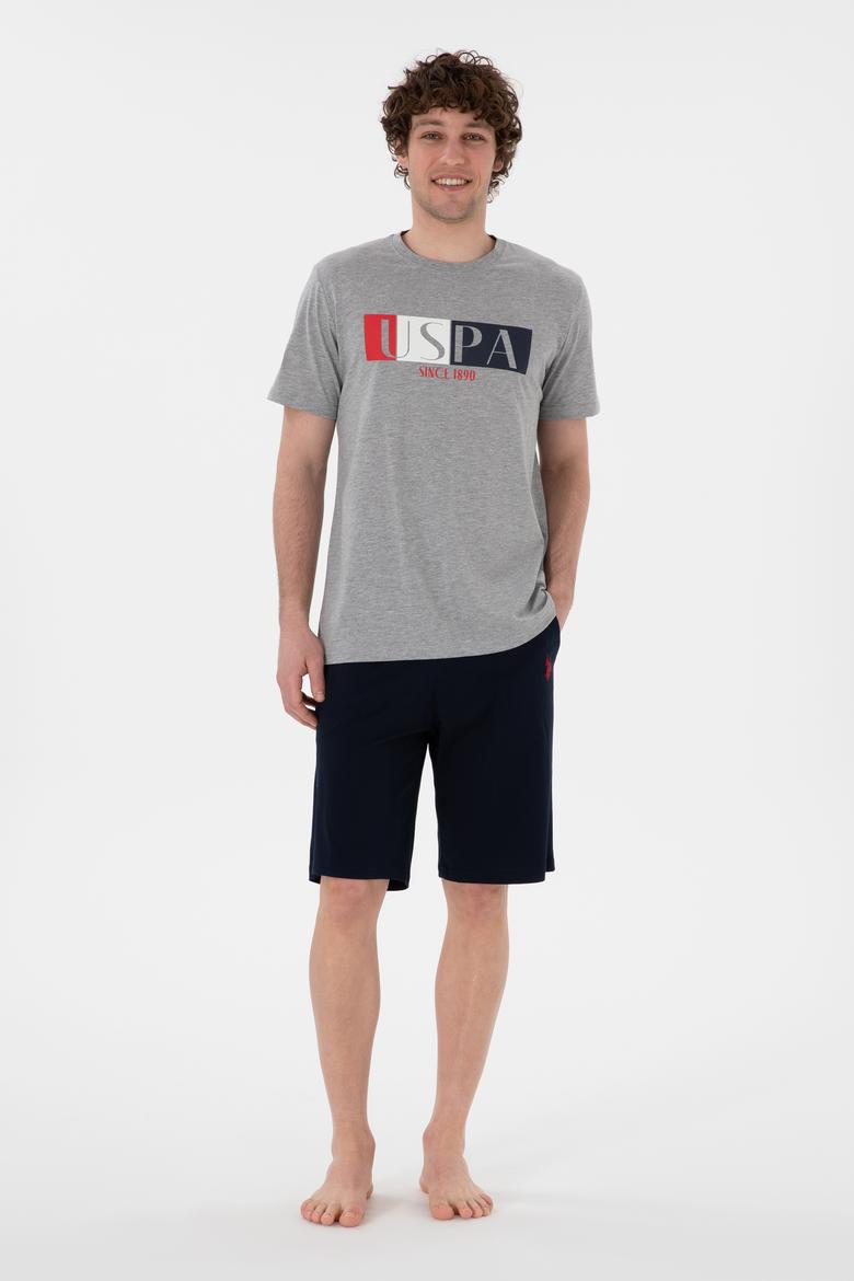 Erkek Bisiklet Yaka Gri Melanj Pijama Takımı - 50309821013