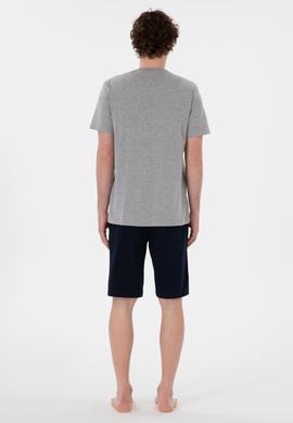 Erkek Bisiklet Yaka Gri Melanj Pijama Takımı - 50309821013