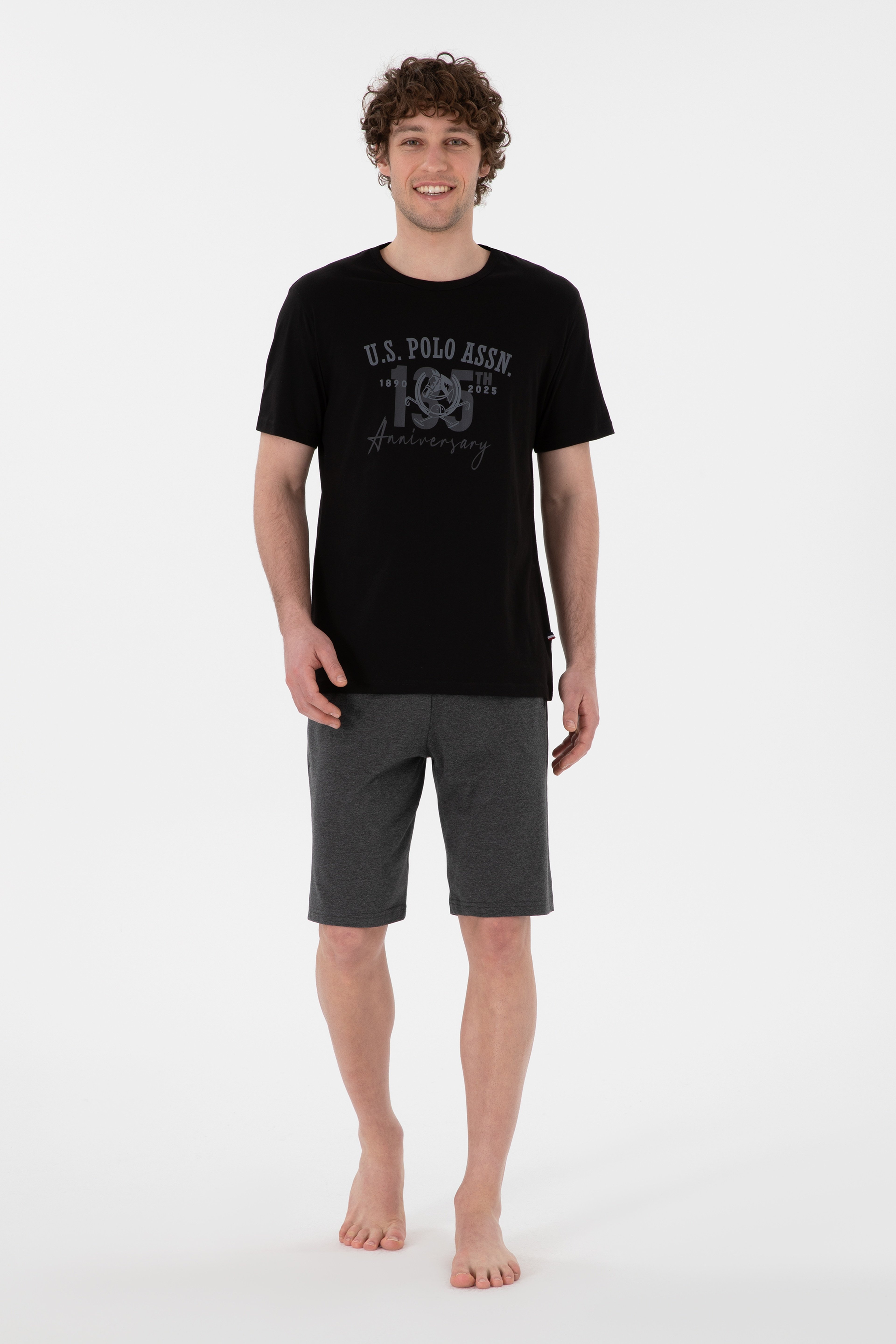 Erkek Bisiklet Yaka Siyah Pijama Takımı - Image 1
