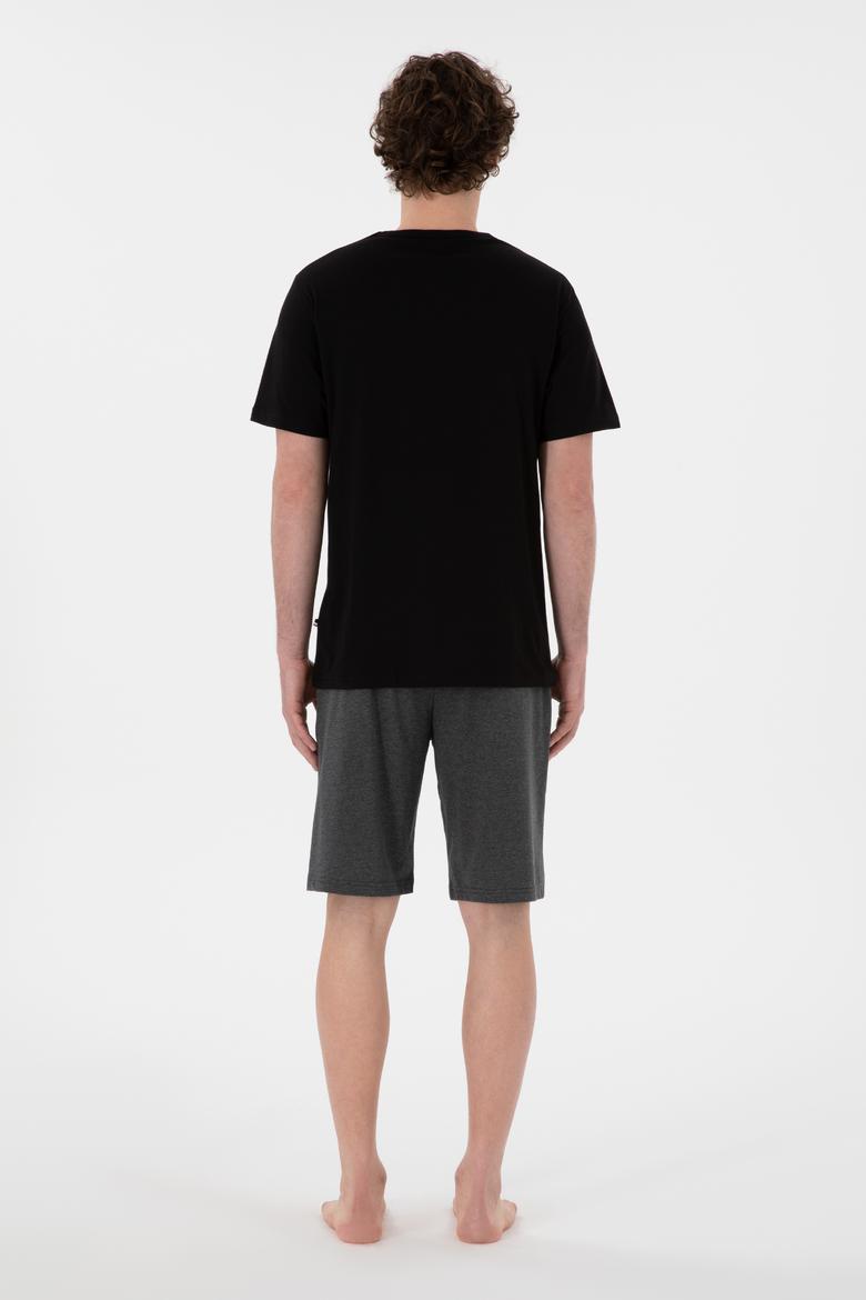 Erkek Bisiklet Yaka Siyah Pijama Takımı - 50309364004