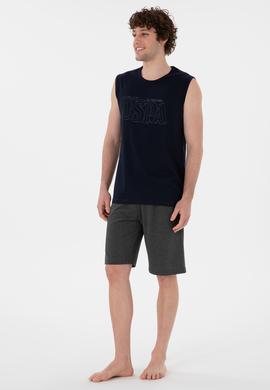 Erkek Bisiklet Yaka Lacivert Pijama Takımı - 50309807003