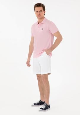 Erkek Slim Fit Polo Yaka Açık Pembe Basic Tişört - 50297984454