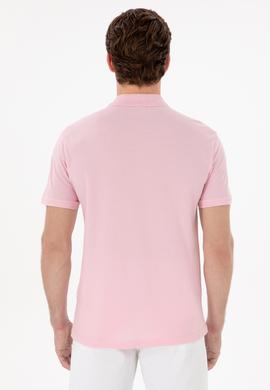 Erkek Slim Fit Polo Yaka Açık Pembe Basic Tişört - 50297984454