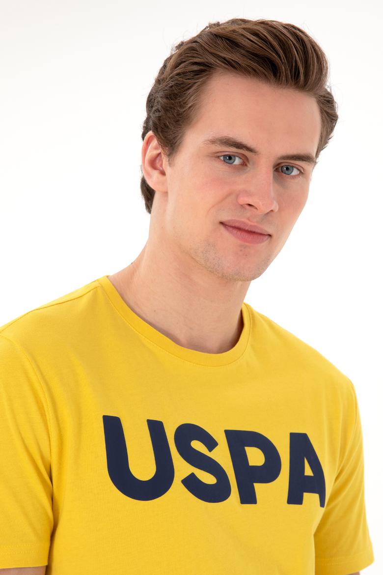 Erkek Regular Fit Bisiklet Yaka Koyu Sarı Basic Tişört - 50297988239