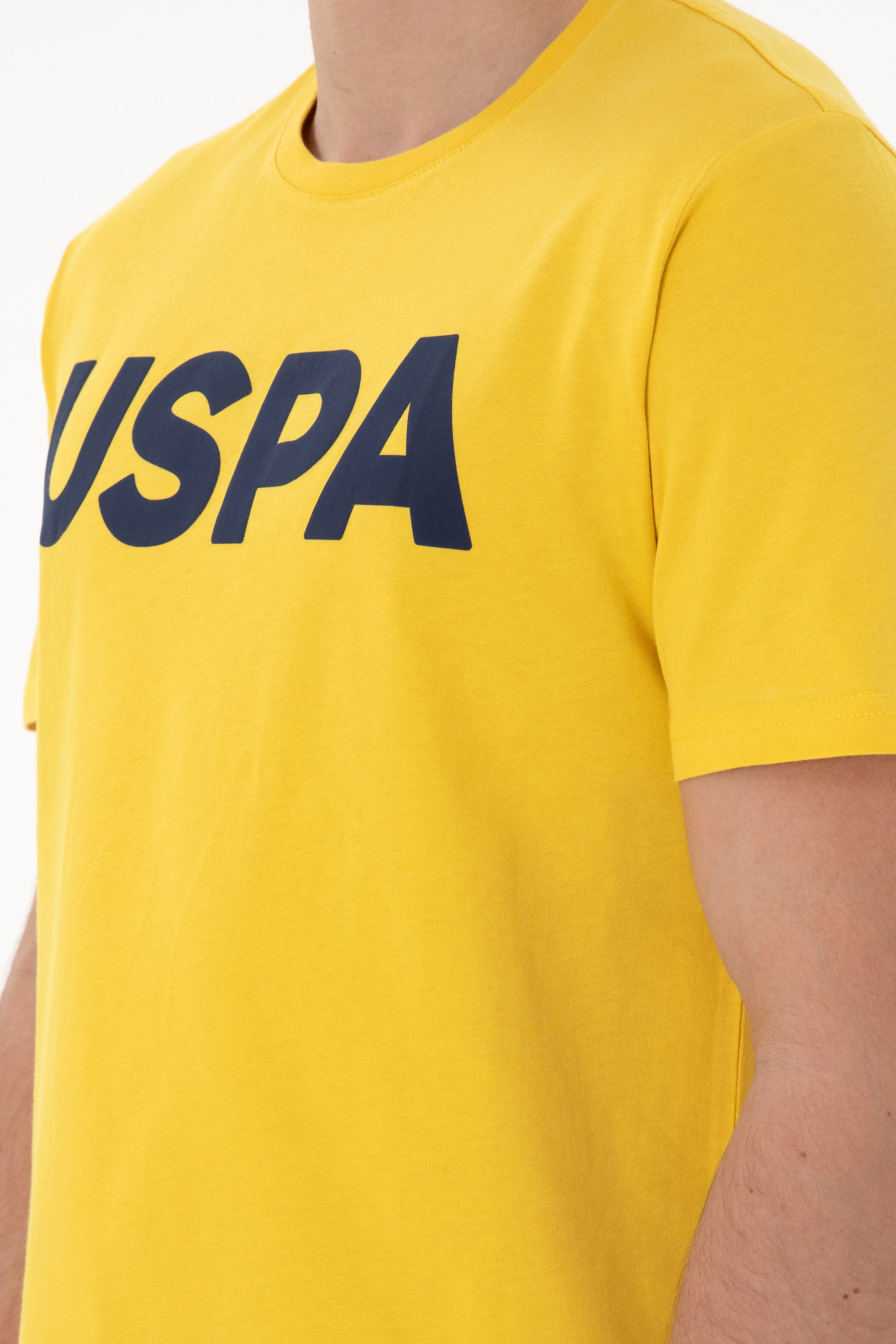 Erkek Regular Fit Bisiklet Yaka Koyu Sarı Basic Tişört - Image 7