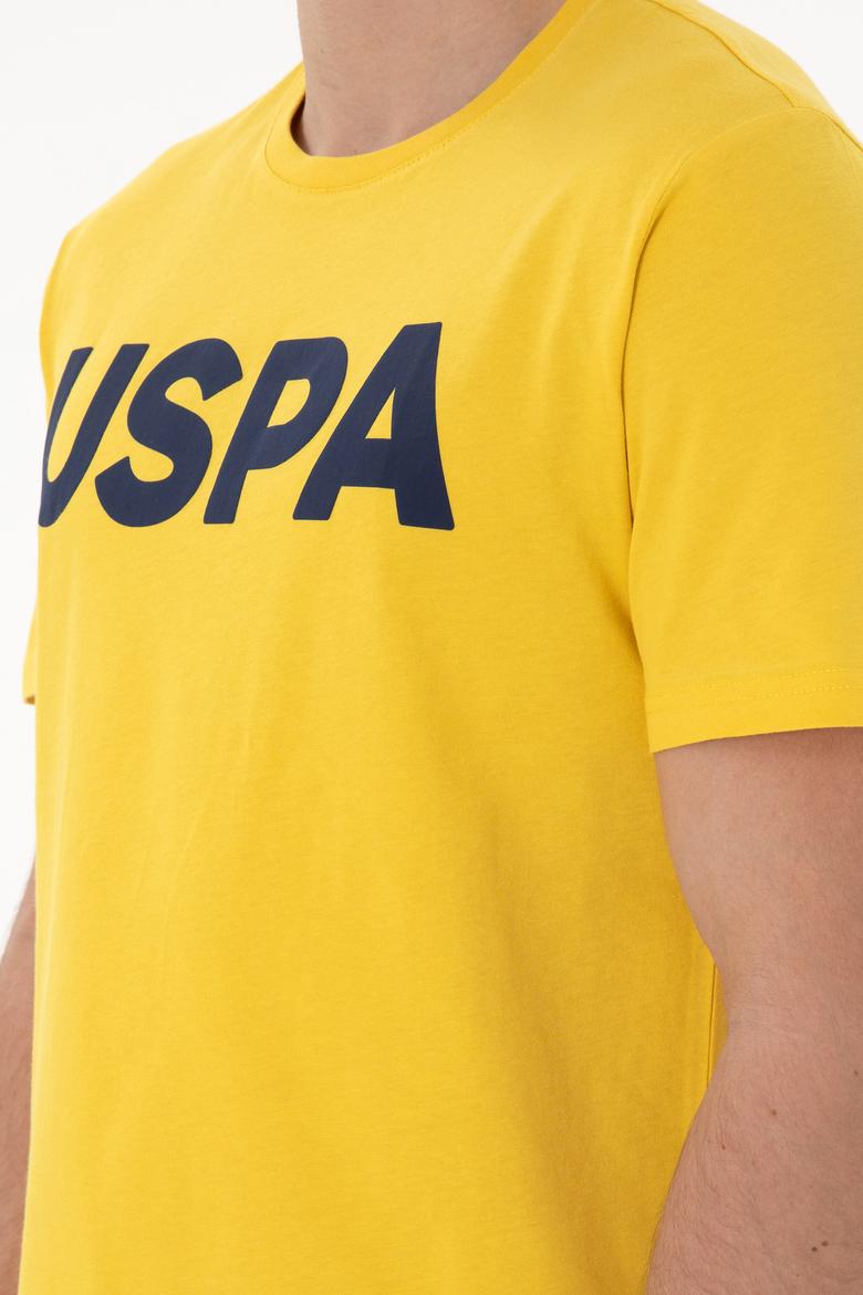 Erkek Regular Fit Bisiklet Yaka Koyu Sarı Basic Tişört - 50297988239