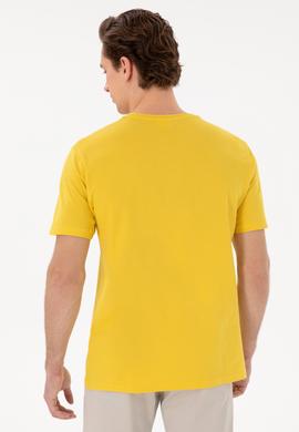 Erkek Regular Fit Bisiklet Yaka Koyu Sarı Basic Tişört - 50297988239