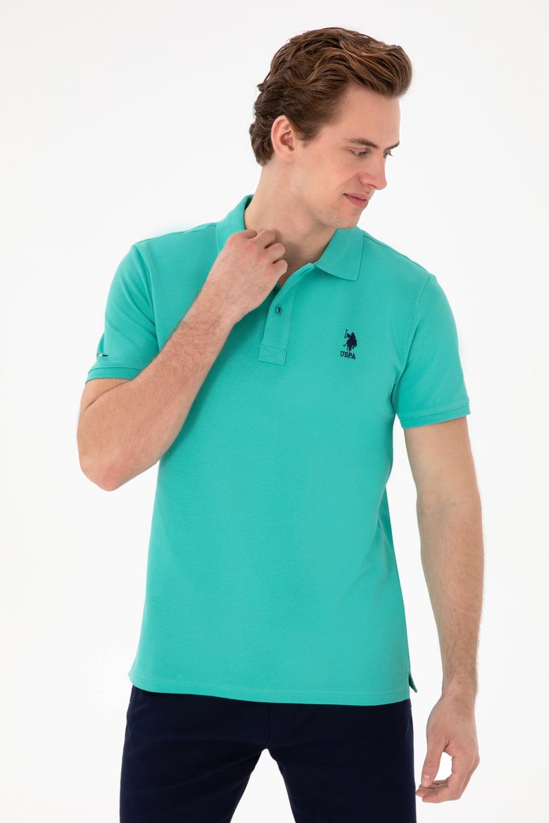 Erkek Slim Fit Polo Yaka Mint Basic Tişört