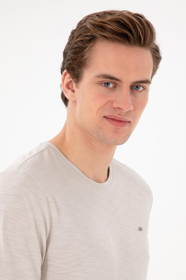 Erkek Regular Fit Bisiklet Yaka Modal Taş Basic Tişört - 50298033118