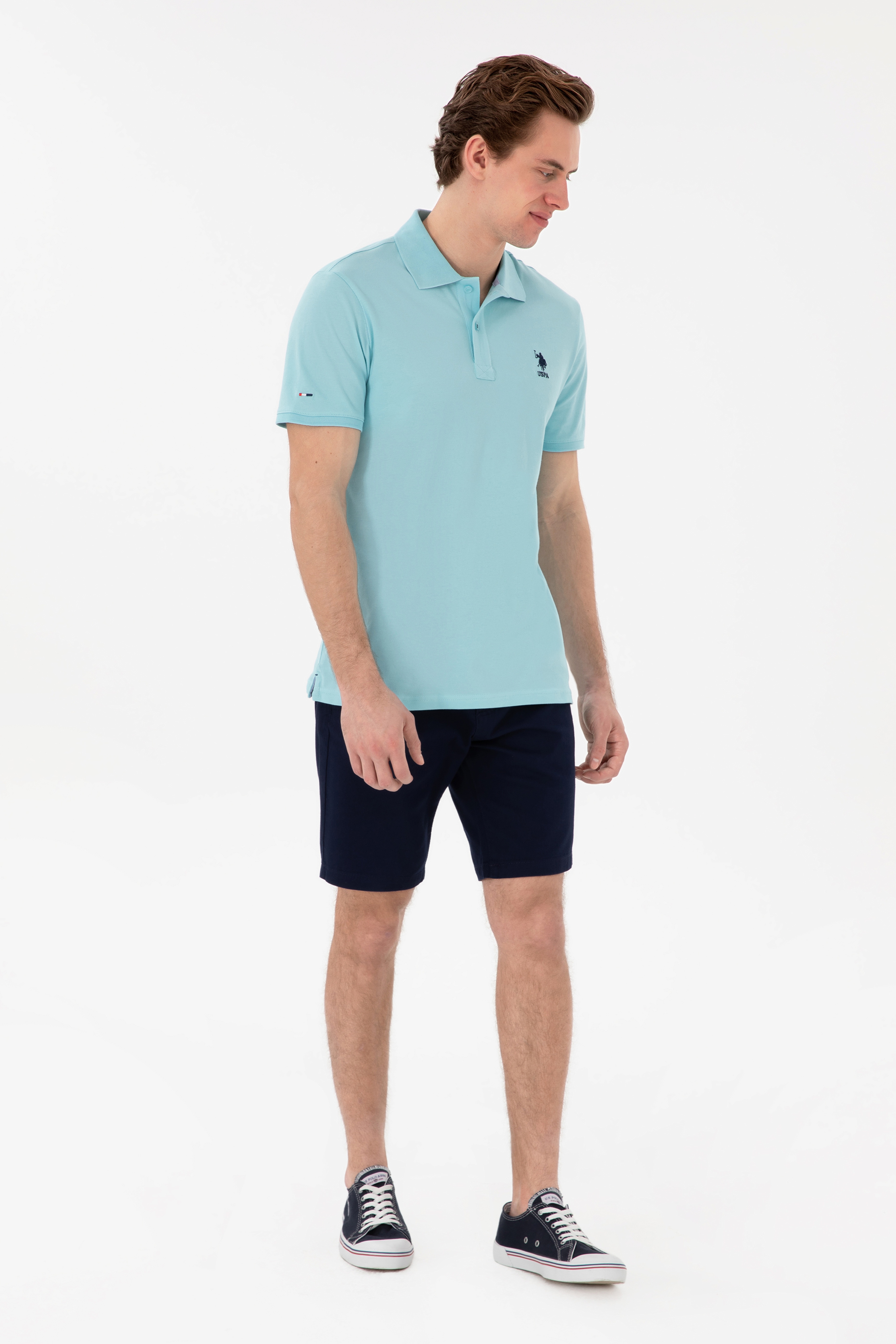Erkek Slim Fit Polo Yaka Aqua Basic Tişört