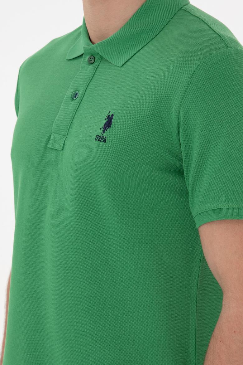 Erkek Slim Fit Polo Yaka Yeşil Basic Tişört - 50298041126