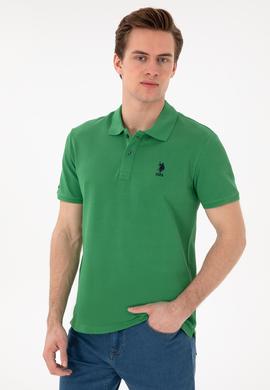Erkek Slim Fit Polo Yaka Yeşil Basic Tişört - 50298041126