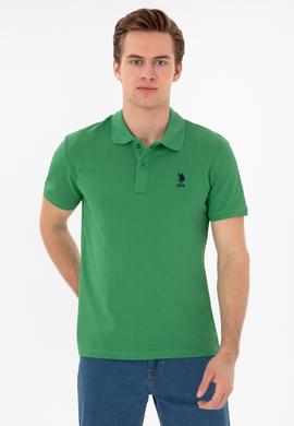 Erkek Slim Fit Polo Yaka Yeşil Basic Tişört - 50298041126