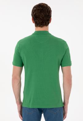 Erkek Slim Fit Polo Yaka Yeşil Basic Tişört - 50298041126