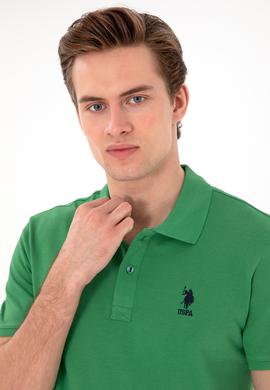 Erkek Slim Fit Polo Yaka Yeşil Basic Tişört - 50298041126