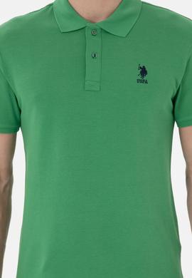 Erkek Slim Fit Polo Yaka Yeşil Basic Tişört - 50298041126