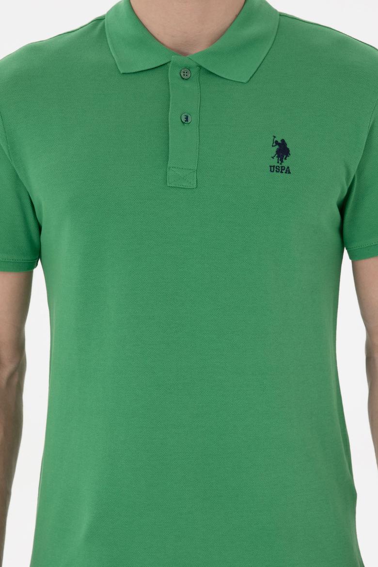 Erkek Slim Fit Polo Yaka Yeşil Basic Tişört - 50298041126