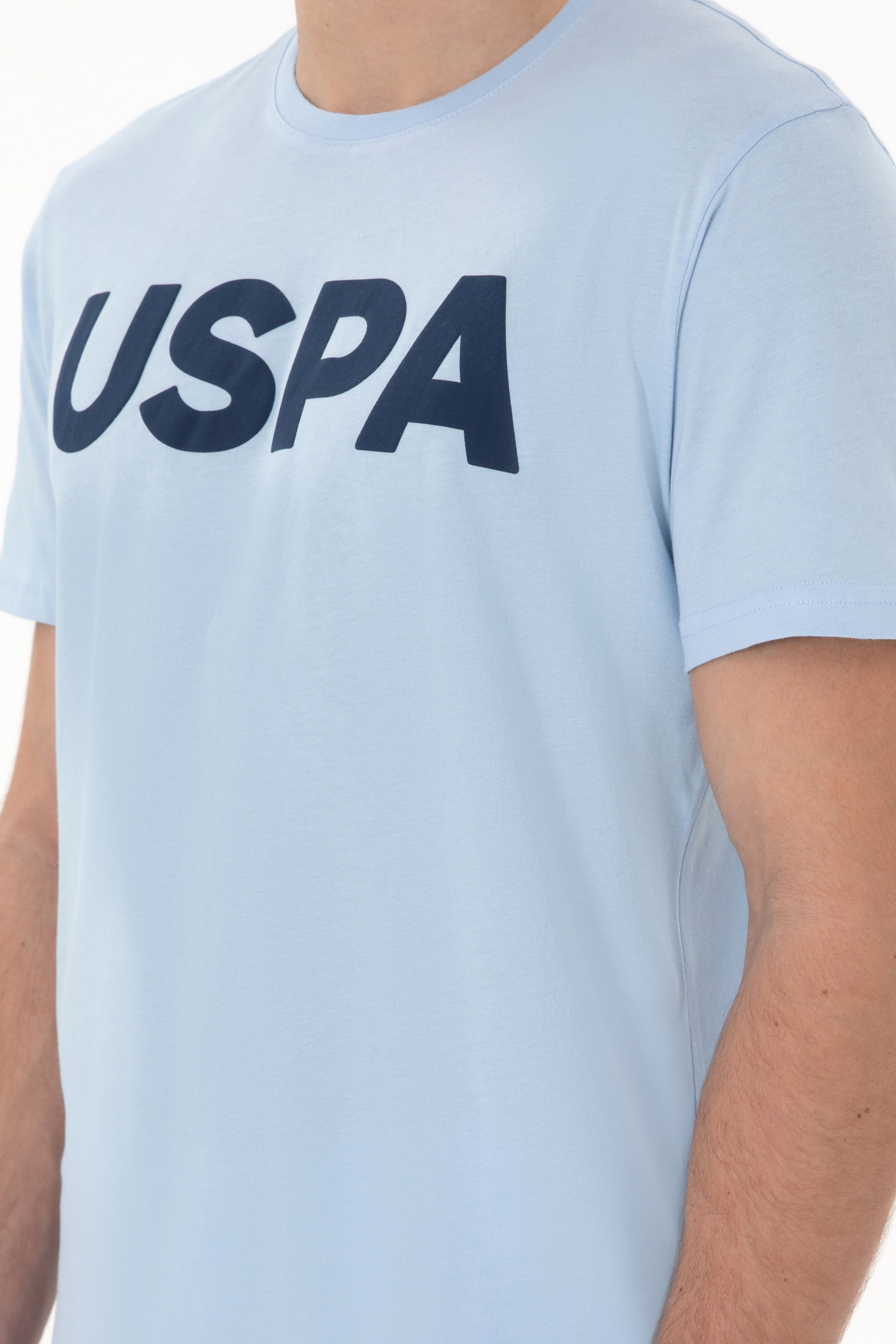 Erkek Regular Fit Bisiklet Yaka Açık Mavi Basic Tişört - Image 7