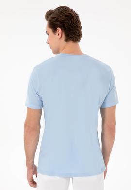 Erkek Regular Fit Bisiklet Yaka Açık Mavi Basic Tişört - 50297988036