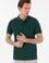Erkek Slim Fit Polo Yaka Koyu Yeşil Basic Tişört