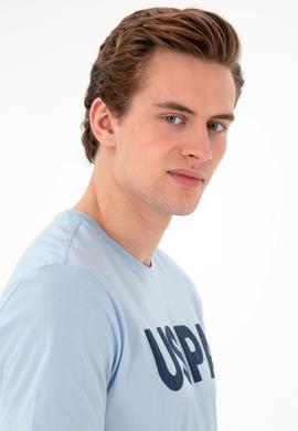 Erkek Regular Fit Bisiklet Yaka Açık Mavi Basic Tişört - 50297988036