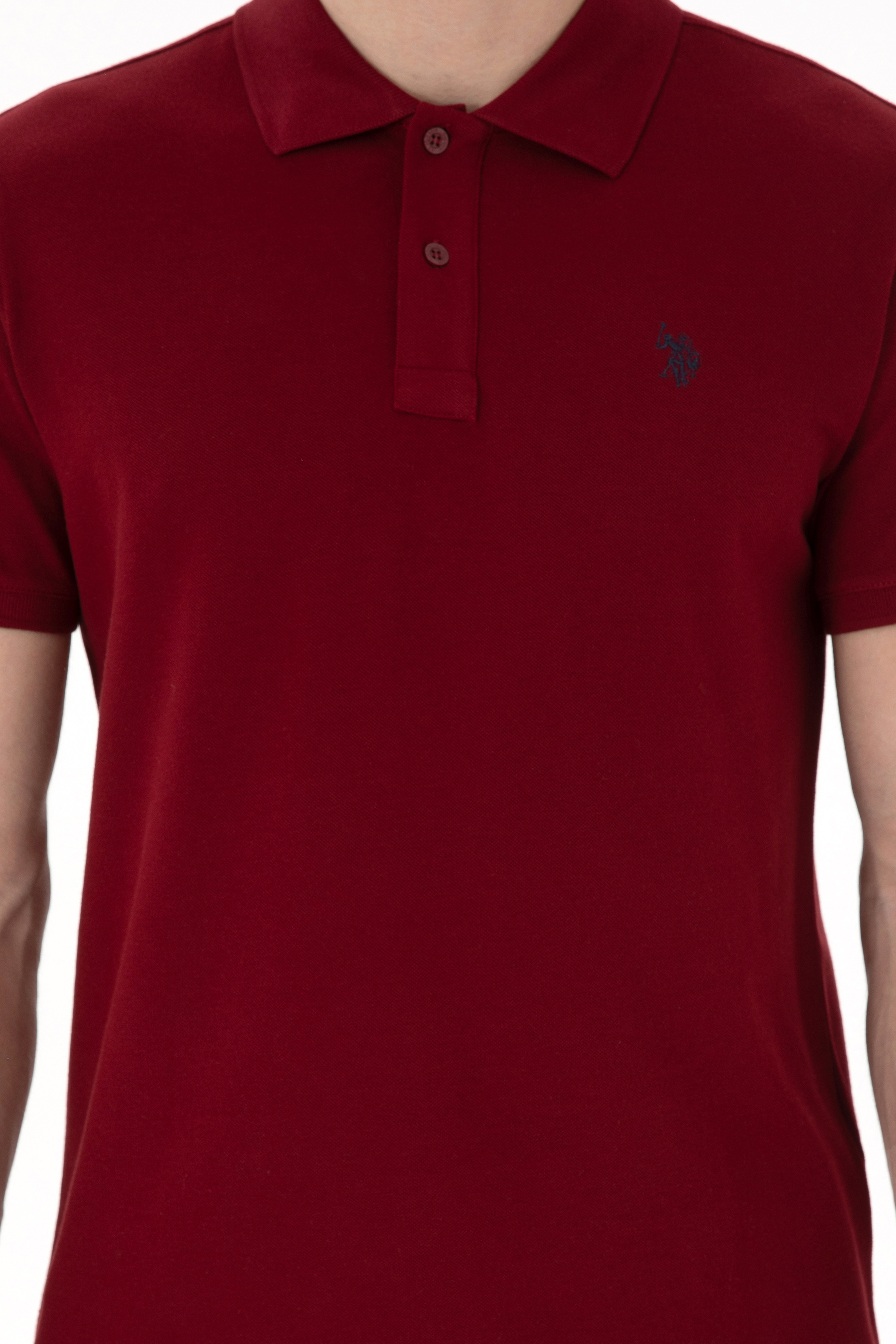 Erkek Slim Fit Polo Yaka Bordo Basic Tişört