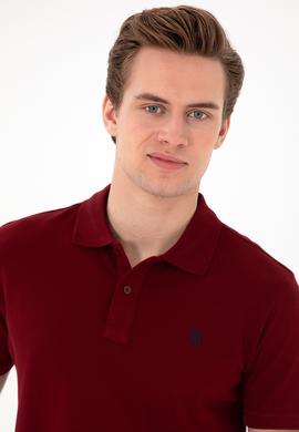 Erkek Slim Fit Polo Yaka Bordo Basic Tişört - 50297984314