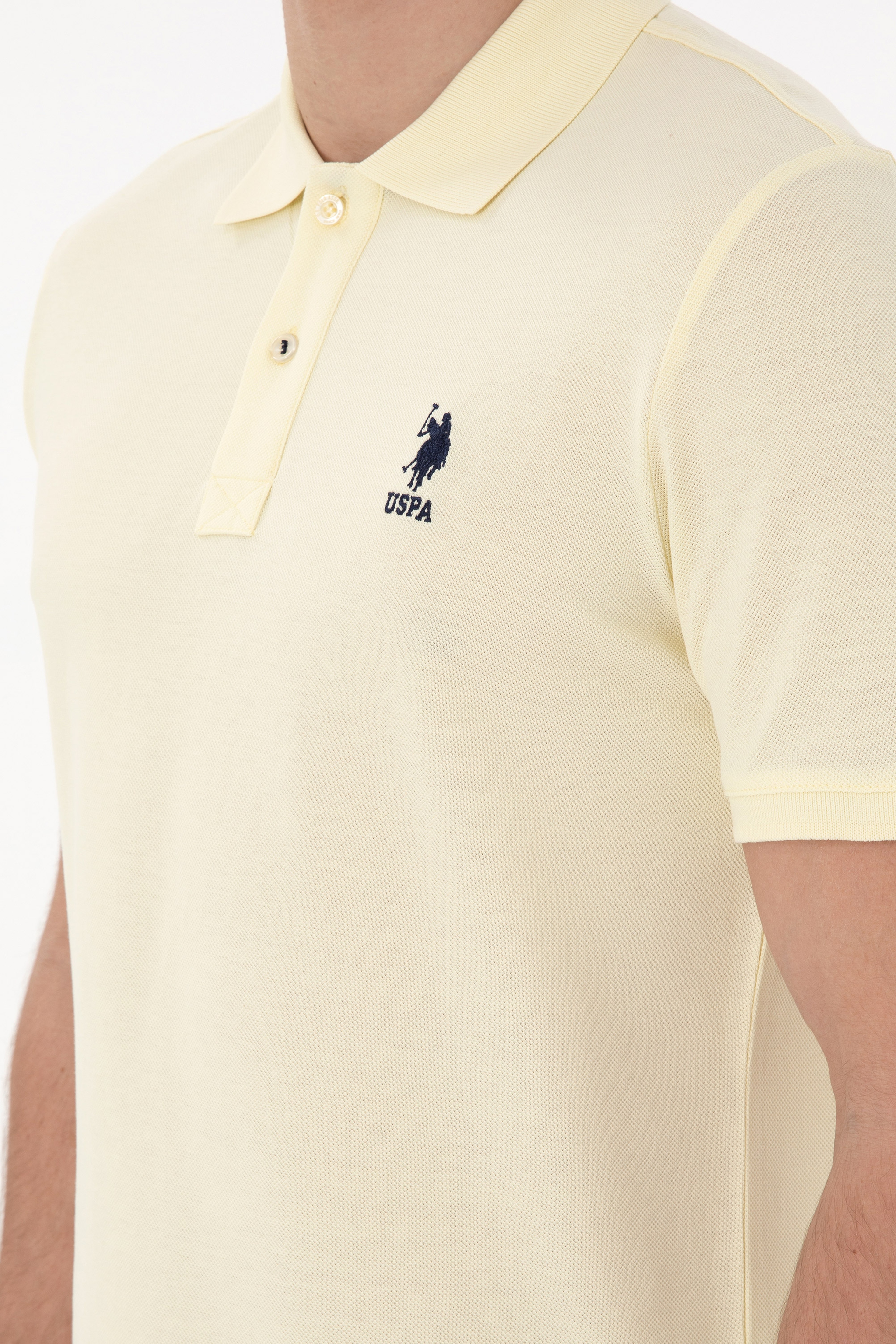 Erkek Slim Fit Polo Yaka Limon Basic Tişört - Image 7