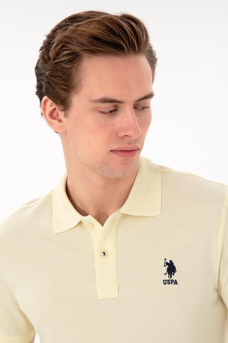 Erkek Slim Fit Polo Yaka Limon Basic Tişört